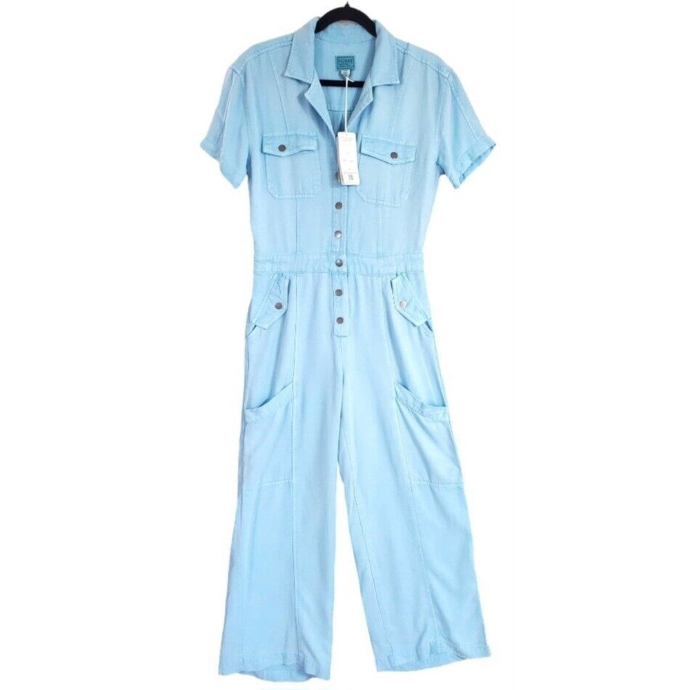 GUESS Denim Jumpsuit Womens M Culotte Sz S Capri Cargo Wide Leg NWT $118